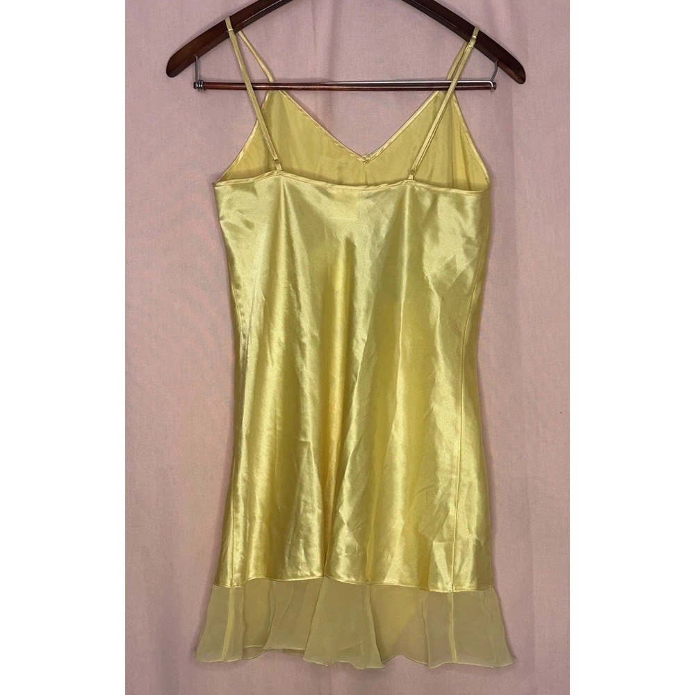 Secret Treasures Yellow Satin Slip Dress Chemise M Fairy Whimsical Nightgown - Picture 3 of 7
